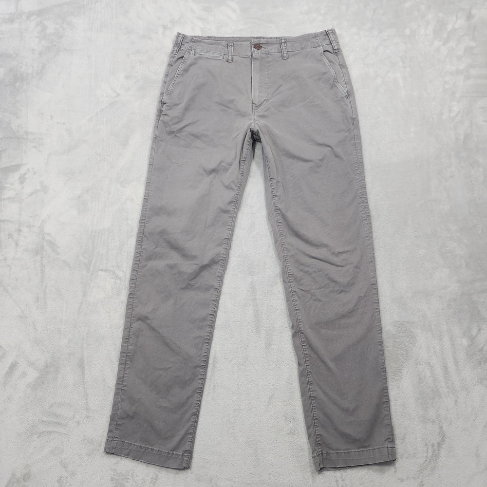 American Eagle Pants Men 34x32* Gray Original Straight Flex Chino Stretch Casual